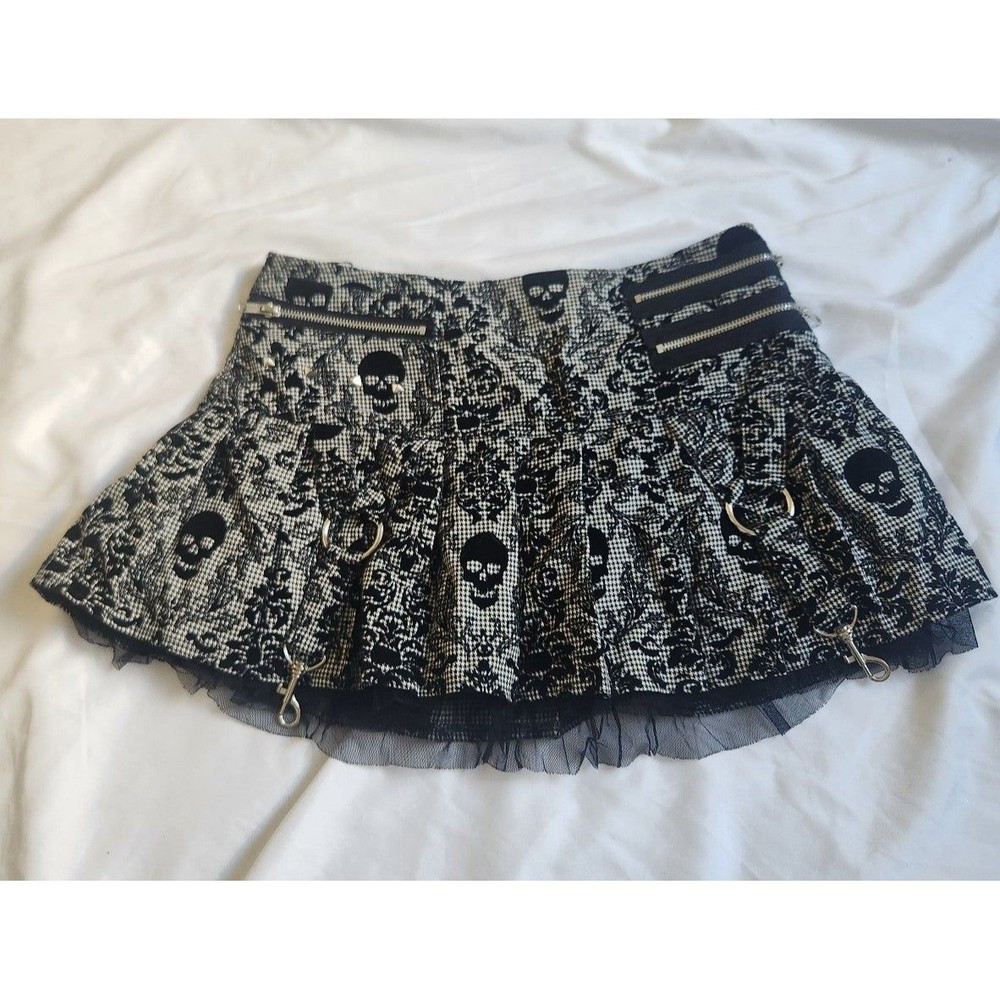 Hell Bunny Grey Skull Design Skirt Size Small
